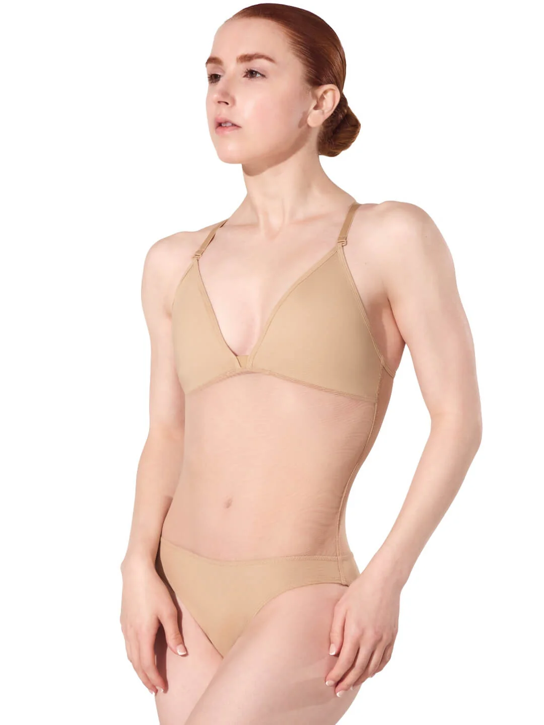 Plunge Neck Mesh Midriff Leotard - Image 24