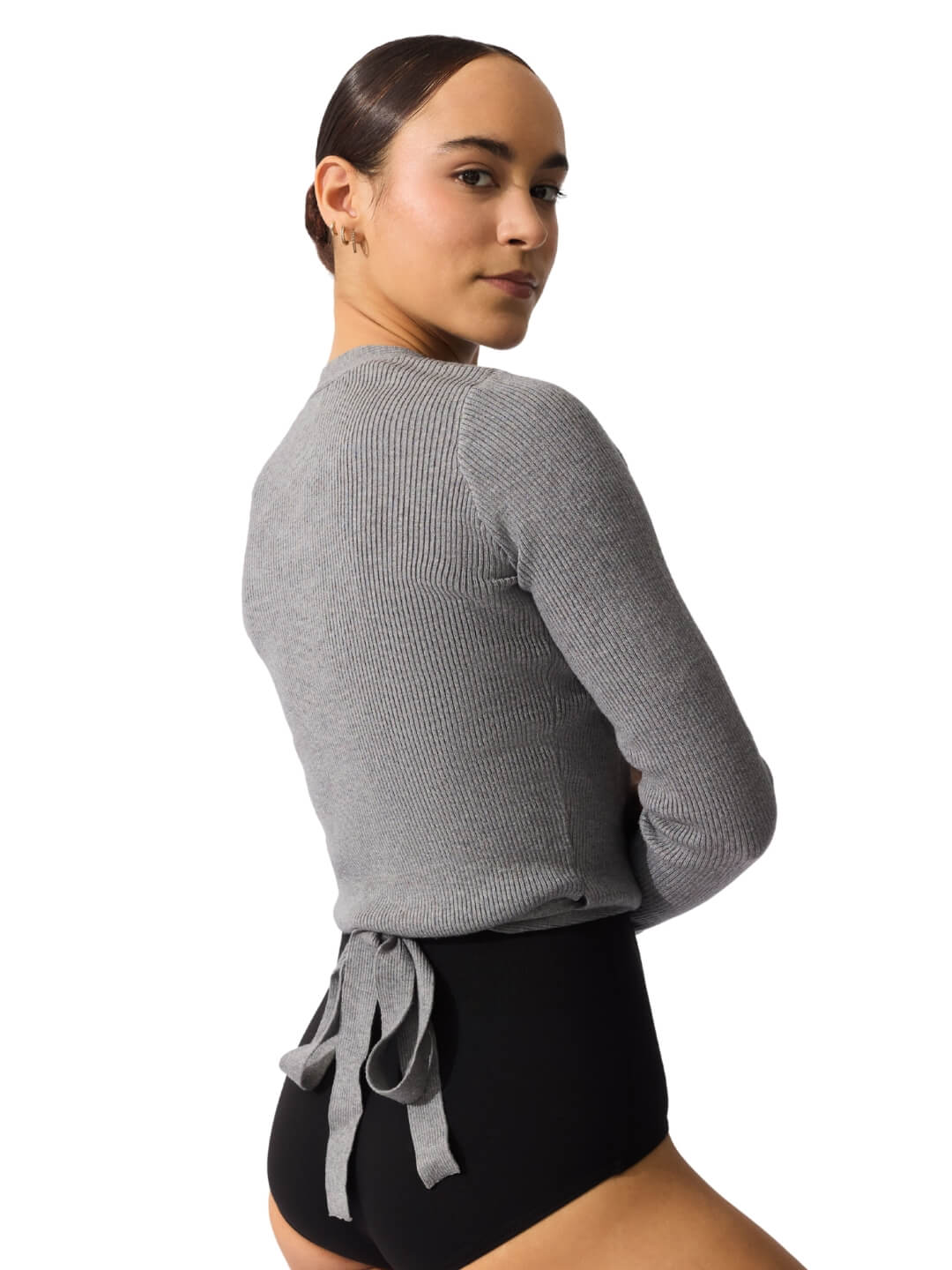 Ribbed Knit Wrap Sweater - Image 2