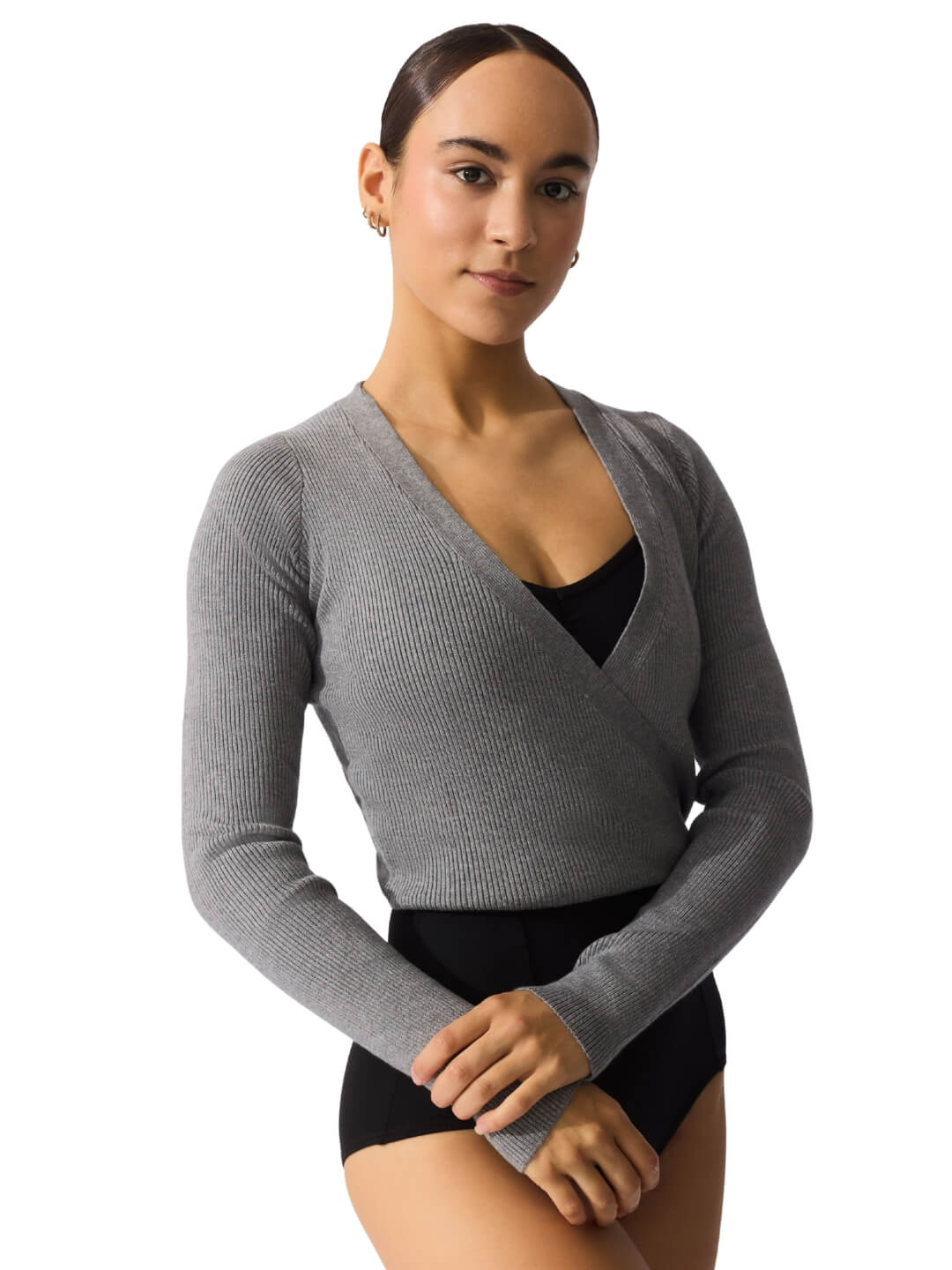 Ribbed Knit Wrap Sweater - Image 7
