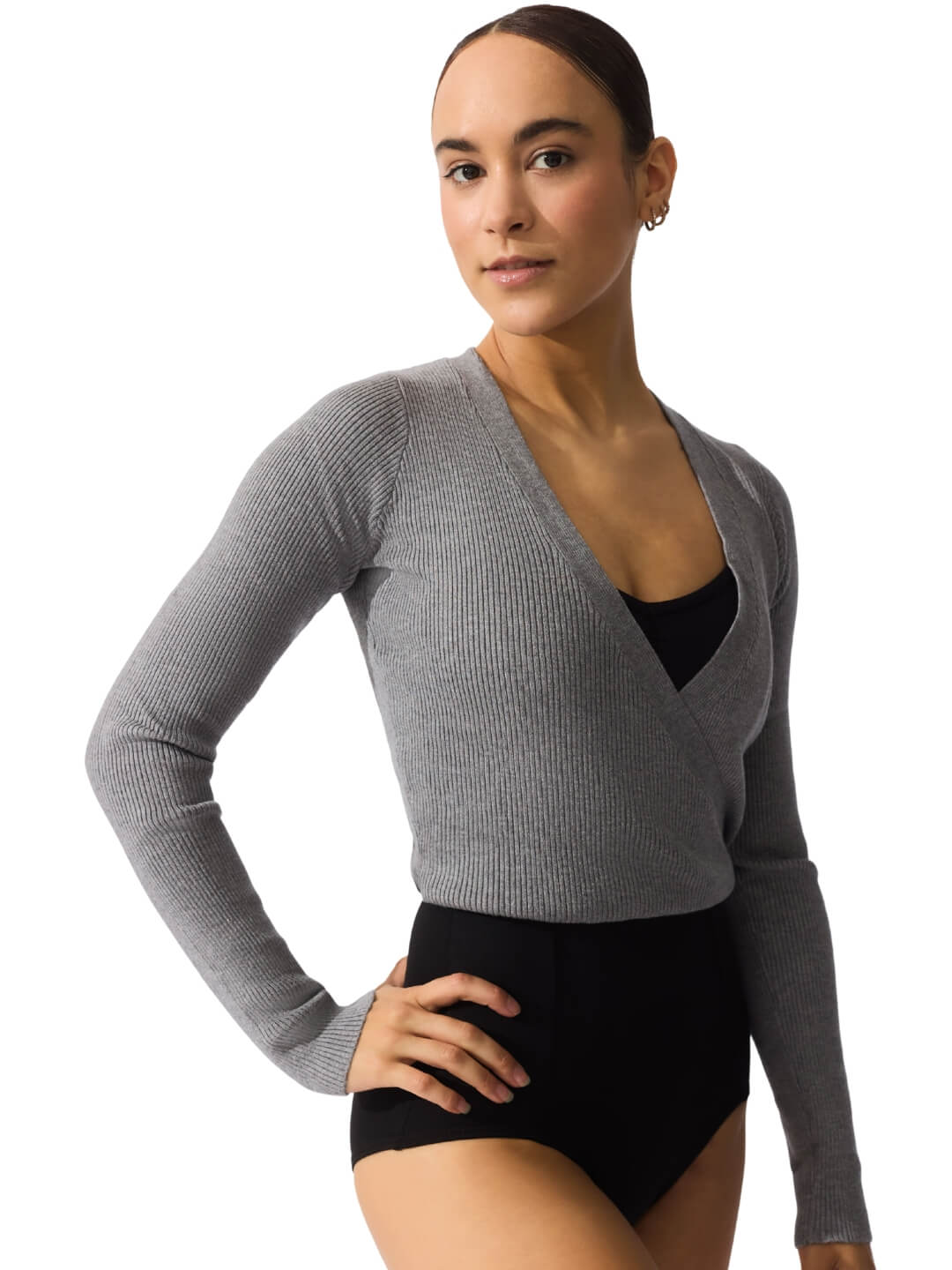 Ribbed Knit Wrap Sweater - Image 8