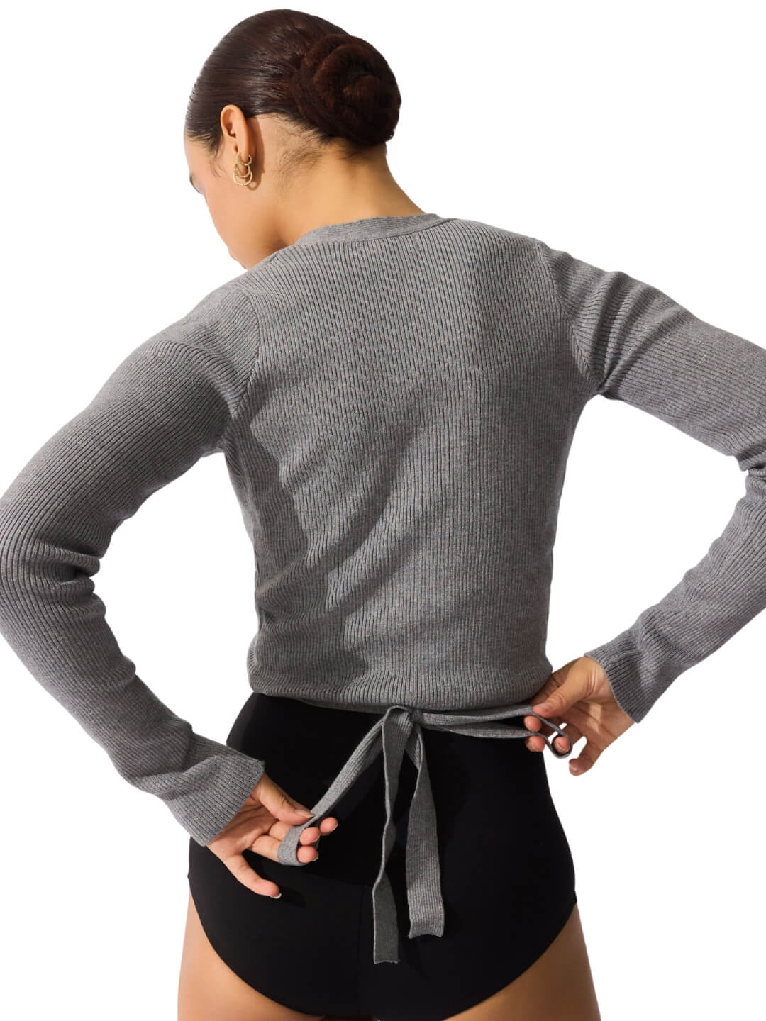 Ribbed Knit Wrap Sweater - Image 9